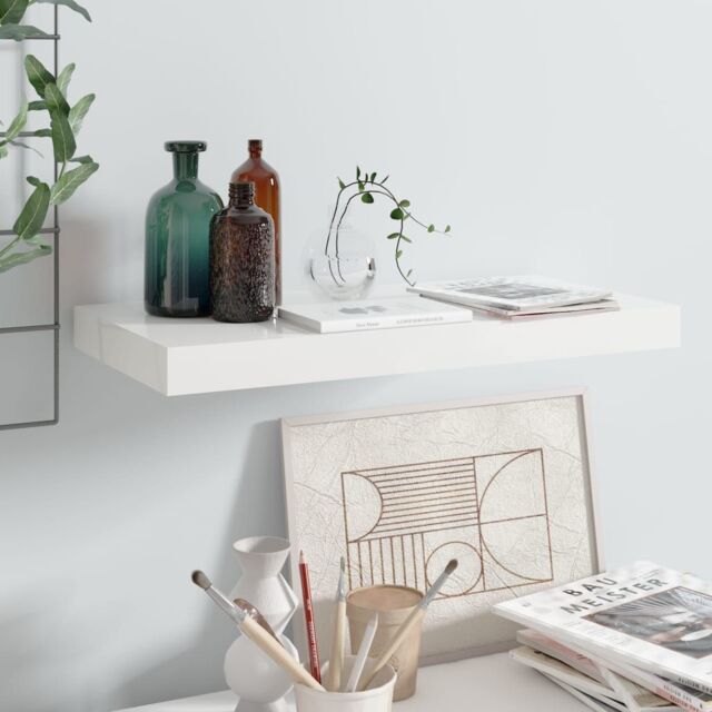 Berkfield Home Floating Wall Shelf High Gloss White 50x23x3.8 cm MDF - image 1