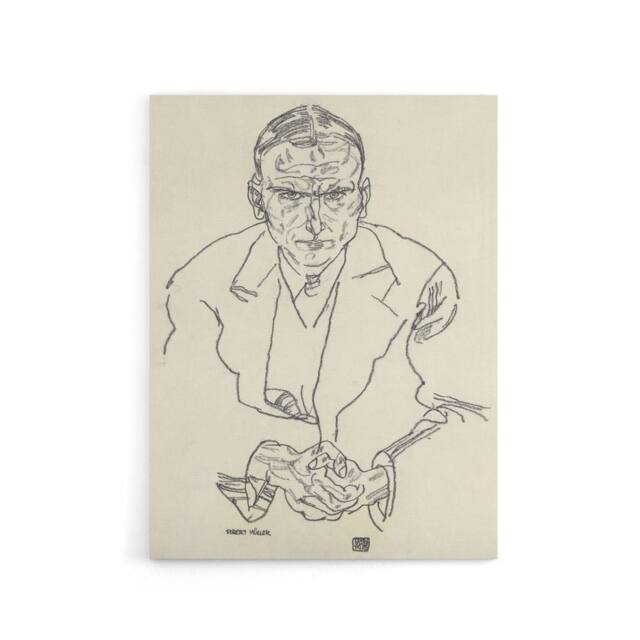 "Artery8 Robert Muller Line Art Portrait Canvas Wall Art Print Schiele in Beige - Size: W18"" x H24""" - image 1