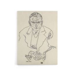 "Artery8 Robert Muller Line Art Portrait Canvas Wall Art Print Schiele in Beige - Size: W18"" x H24""" - thumbnail 1