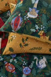 Furn Deck The Halls Christmas Reversible Duvet Cover Set in Dark Green - Size: Super King - thumbnail 4