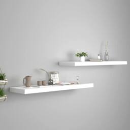 Berkfield Home Floating Wall Shelves 2 pcs White 90x23.5x3.8 cm MDF - thumbnail 2