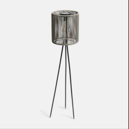 OHS Rattan Solar Floor Lamp Cordless Outdoor Garden Light Auto Sensor in Grey - thumbnail 6