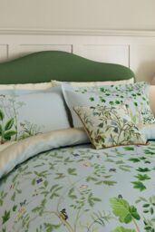 Sanderson 'Sycamore & Oak' Cotton Sateen Duvet Cover Set in Blue - Size: Double - thumbnail 2