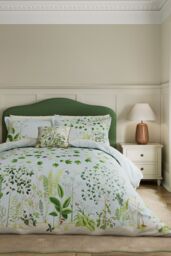 Sanderson 'Sycamore & Oak' Cotton Sateen Duvet Cover Set in Blue - Size: Double - thumbnail 1