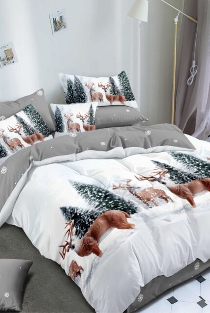 Ezysleep Winter Scene Christmas Duvet Set in White - Size: Single - image 1