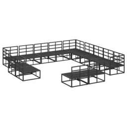 Berkfield Home Garden Sofa Set 13 pcs Black 353 x 353 x 71 cm Aluminium - thumbnail 7