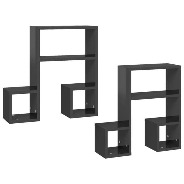 Berkfield Home Wall Shelf 2 pcs High Gloss Grey 50x15x50 cm Engineered Wood - Size: 50 x 15 x 50 cm - image 1