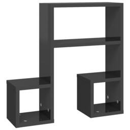 Berkfield Home Wall Shelf 2 pcs High Gloss Grey 50x15x50 cm Engineered Wood - Size: 50 x 15 x 50 cm - thumbnail 4