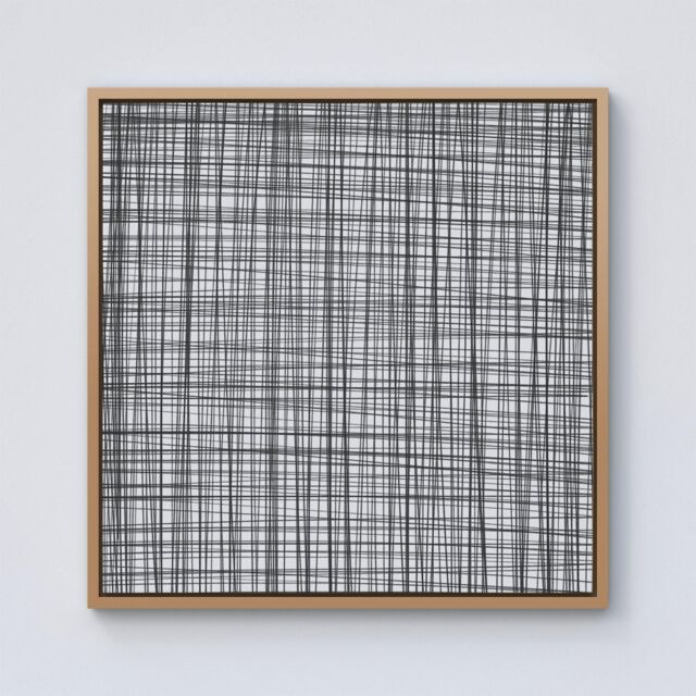 Warren Reed - Designer Monochrome Pencil Scribble Framed Canvas in Light Brown - Size: w40 inch x h40 inch - image 1