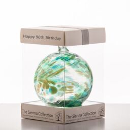 Sienna Glass 10cm Friendship Ball Happy 90th Birthday in Emerald - thumbnail 4