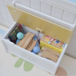 STILVORA Toy Box Storage Bench with Backrest in White - thumbnail 9
