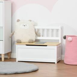 STILVORA Toy Box Storage Bench with Backrest in White - thumbnail 3