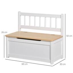 STILVORA Toy Box Storage Bench with Backrest in White - thumbnail 4