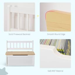 STILVORA Toy Box Storage Bench with Backrest in White - thumbnail 6