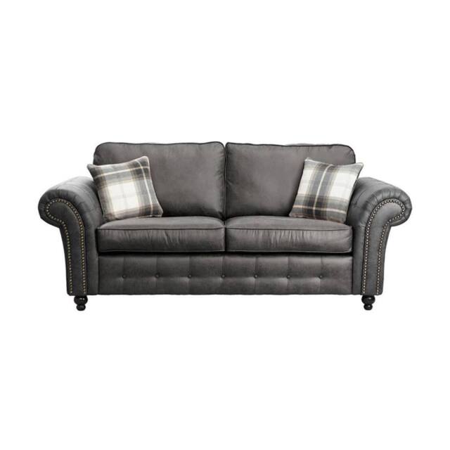 LUXURY LIFE Oakland Suede Fabric 3 Seater Sofa in Charcoal