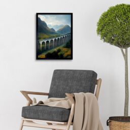 "Artery8 Wall Art Print Glenfinnan Viaduct Scotland Train Journey Art Framed in Black - Size: W12"" x H16""" - thumbnail 2