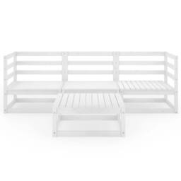 Berkfield Home Sturdy 4 Piece Garden Lounge Set White Solid Wood Pine - thumbnail 1