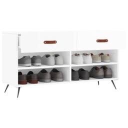 Berkfield Home Shoe Bench High Gloss White 102x35x55 cm Engineered Wood - Size: 102 x 35 x 55 cm - thumbnail 4