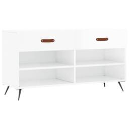Berkfield Home Shoe Bench High Gloss White 102x35x55 cm Engineered Wood - Size: 102 x 35 x 55 cm - thumbnail 3