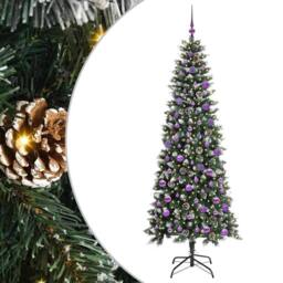 Berkfield Home Artificial Christmas Tree with 300 LEDs Green 86 x 86 x 210 cm - thumbnail 2