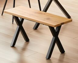 KOSY KOALA Wooden Bench With Metal Legs for Dining, Work, or Study in Brown - thumbnail 1