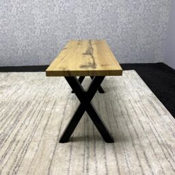 KOSY KOALA Wooden Bench With Metal Legs for Dining, Work, or Study in Brown - thumbnail 3