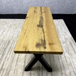 KOSY KOALA Wooden Bench With Metal Legs for Dining, Work, or Study in Brown - thumbnail 2