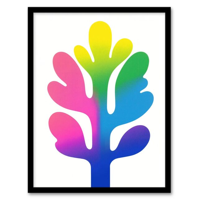 "Artery8 Matisse Style Colourful Tree Modern Plant Lover Framed Art Print - Size: W12"" x H16""" - image 1