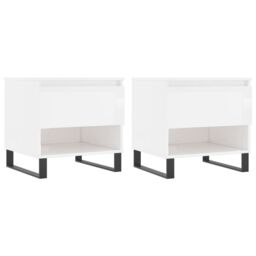 Berkfield Home Coffee Tables 2 pcs High Gloss White 50x46x50 cm Engineered Wood - Size: 50 x 46 x 50 cm - thumbnail 2