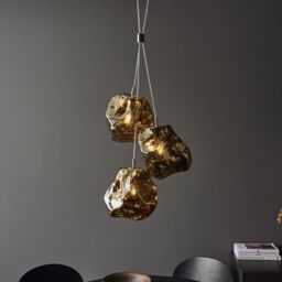 Loops Metallic Bronze 3 Light Ceiling Pendant Modern Rock Design Hanging Light Fitting - thumbnail 4