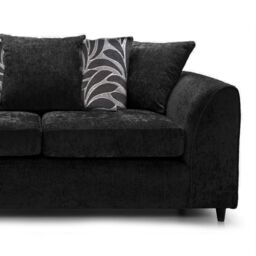 Furnishings For Less UK Zina Chenille Fabric 3 Seater Sofa Scatter Back in Black - thumbnail 2