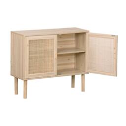 sweeek 80cm cabinet with wood & rattan decor with 2 doors in Beige - thumbnail 6