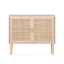 sweeek 80cm cabinet with wood & rattan decor with 2 doors in Beige - thumbnail 5
