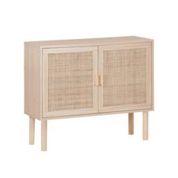 sweeek 80cm cabinet with wood & rattan decor with 2 doors in Beige - thumbnail 2