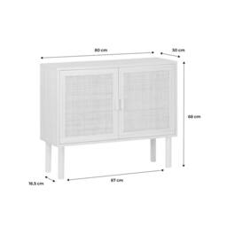 sweeek 80cm cabinet with wood & rattan decor with 2 doors in Beige - thumbnail 9