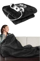 Ezysleep Cosy Heated Over Throw Fleece Blanket With Adjustable Control in Grey