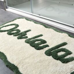 Mooky Mats Ooh La La Slogan Scallop Bath Mat Non Slip - Scalloped Rug in Green - thumbnail 4