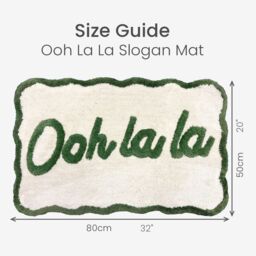 Mooky Mats Ooh La La Slogan Scallop Bath Mat Non Slip - Scalloped Rug in Green - thumbnail 5