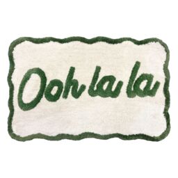 Mooky Mats Ooh La La Slogan Scallop Bath Mat Non Slip - Scalloped Rug in Green - thumbnail 1