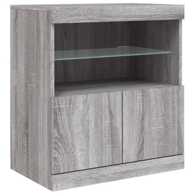 Berkfield Home Sideboard with LED Lights Grey Sonoma 60x37x67 cm - Size: 60 x 37 x 67 cm - image 1