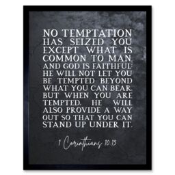 Artery8 Wall Art Print 1 Corinthians 10:13 He will Not Let You Be Tempted Christian Bible Verse Quote Scripture Typography Art Framed - thumbnail 1