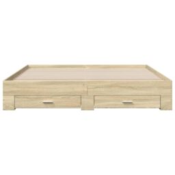 Berkfield Home Bed Frame with Drawers without Mattress Sonoma Oak 200x200 cm in Brown - thumbnail 4