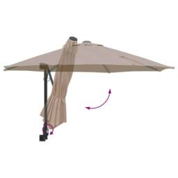 Berkfield Home Patio Umbrella Taupe Polyester Large Foldable Patio Umbrella - thumbnail 8