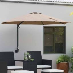 Berkfield Home Patio Umbrella Taupe Polyester Large Foldable Patio Umbrella - thumbnail 2