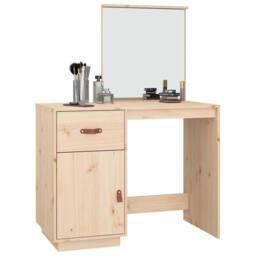 Berkfield Home Cosmetic Desk 95x50x134 cm Solid Wood Pine in Brown - Size: 95 x 50 x 134 cm - thumbnail 4