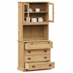 Berkfield Home Highboard VIGO 80x40x176 cm Solid Wood Pine in Brown - Size: 80 x 40 x 176 cm - thumbnail 3