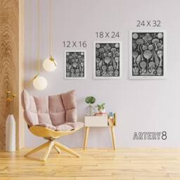 "Artery8 Intricate Slime Molds Haeckel Botanical Canvas Wall Art in Black - Size: W18"" x H24""" - thumbnail 4