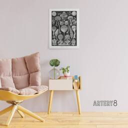 "Artery8 Intricate Slime Molds Haeckel Botanical Canvas Wall Art in Black - Size: W18"" x H24""" - thumbnail 3