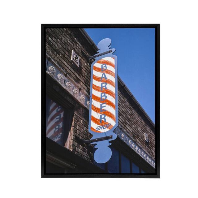 "Artery8 Retro Barber Shop Sign Photograph Margolies Framed Canvas Wall Art - Size: W12"" x H16""" - image 1