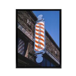 "Artery8 Retro Barber Shop Sign Photograph Margolies Framed Canvas Wall Art - Size: W12"" x H16""" - thumbnail 1